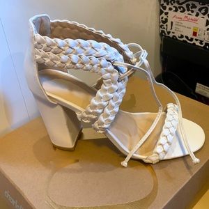 White heeled sandals